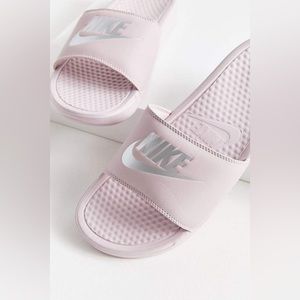 Nike Benassi JDI Women's Slides Rose/Metallic Silver 343881-614 Size 7